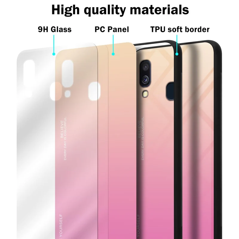 Cadorabo Hülle kompatibel mit Samsung Galaxy A40 Zweifarbige Schutzhülle aus Tempered Glas und TPU Silikon