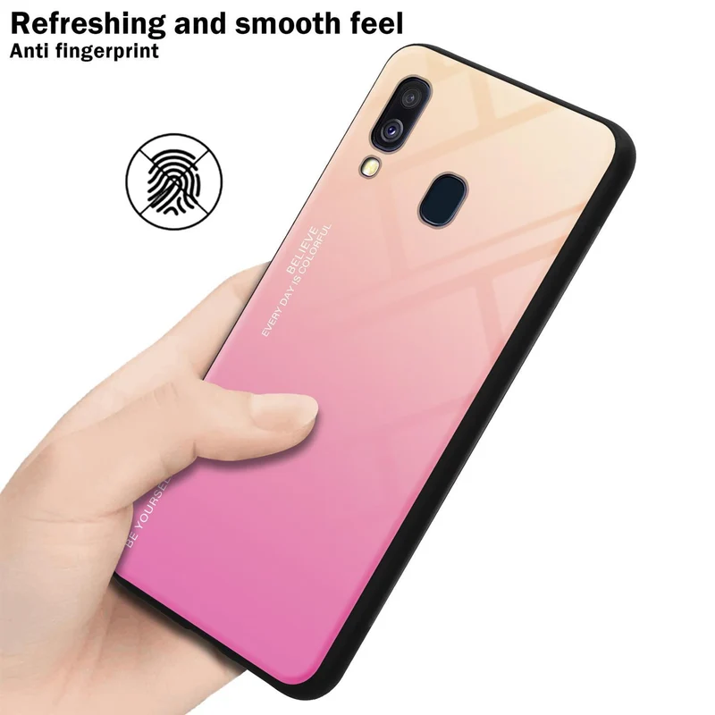 Cadorabo Hülle kompatibel mit Samsung Galaxy A40 Zweifarbige Schutzhülle aus Tempered Glas und TPU Silikon