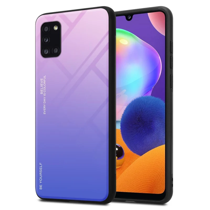 Cadorabo Hülle kompatibel mit Samsung Galaxy A31 Zweifarbige Schutzhülle aus Tempered Glas und TPU Silikon