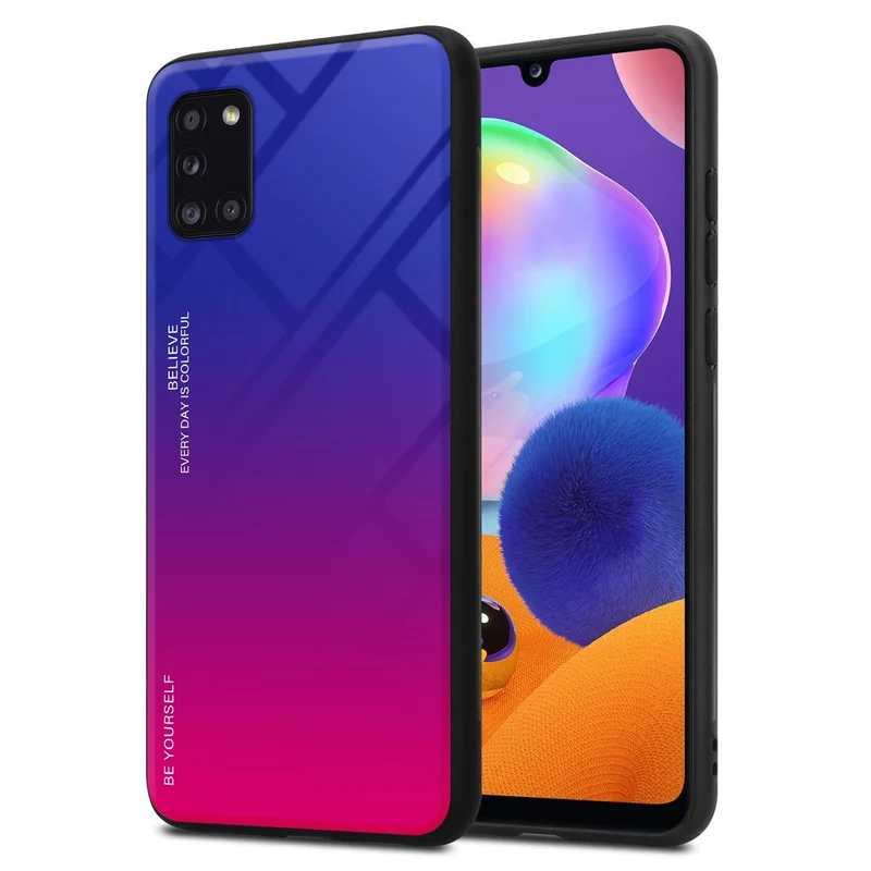Cadorabo Hülle kompatibel mit Samsung Galaxy A31 Zweifarbige Schutzhülle aus Tempered Glas und TPU Silikon