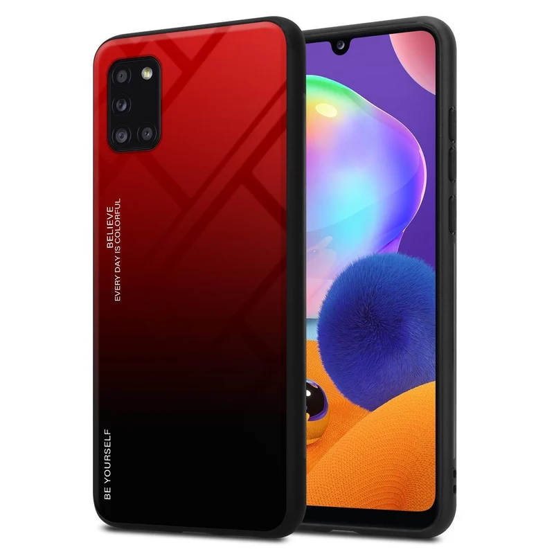 Cadorabo Hülle kompatibel mit Samsung Galaxy A31 Zweifarbige Schutzhülle aus Tempered Glas und TPU Silikon