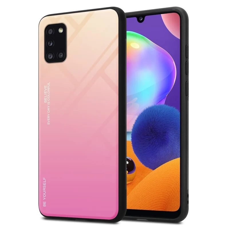 Cadorabo Hülle kompatibel mit Samsung Galaxy A31 Zweifarbige Schutzhülle aus Tempered Glas und TPU Silikon