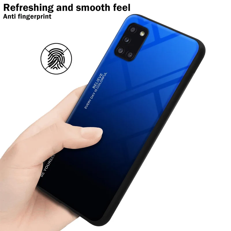 Cadorabo Hülle kompatibel mit Samsung Galaxy A31 Zweifarbige Schutzhülle aus Tempered Glas und TPU Silikon