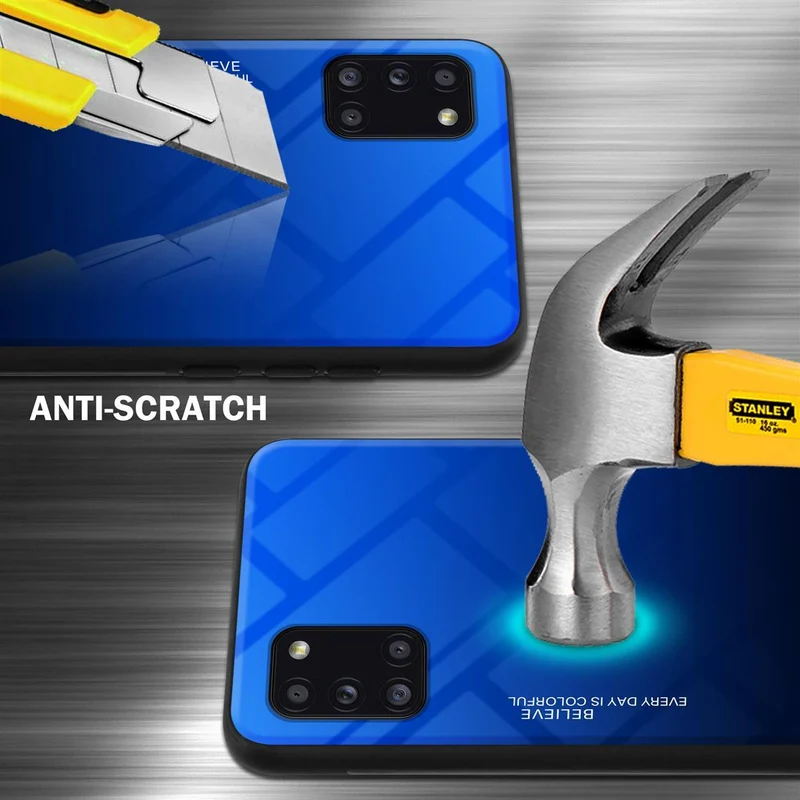 Cadorabo Hülle kompatibel mit Samsung Galaxy A31 Zweifarbige Schutzhülle aus Tempered Glas und TPU Silikon