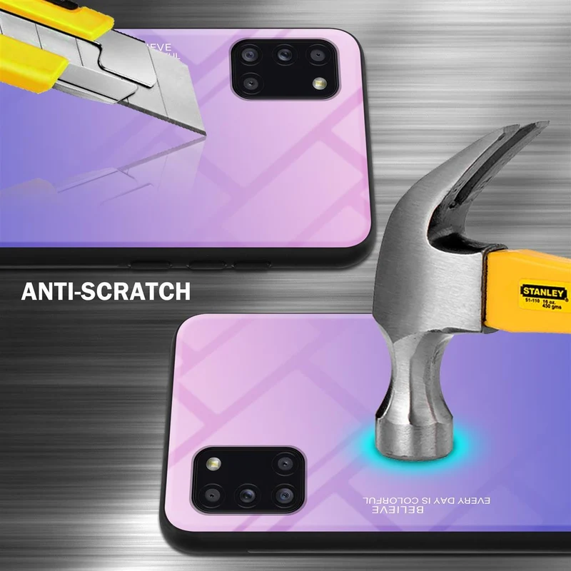 Cadorabo Hülle kompatibel mit Samsung Galaxy A31 Zweifarbige Schutzhülle aus Tempered Glas und TPU Silikon