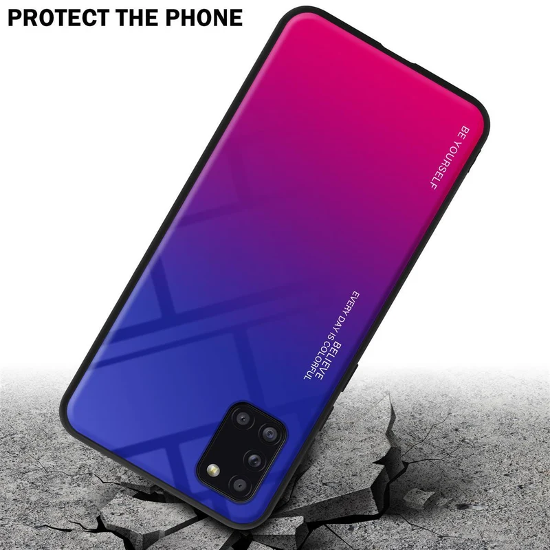 Cadorabo Hülle kompatibel mit Samsung Galaxy A31 Zweifarbige Schutzhülle aus Tempered Glas und TPU Silikon