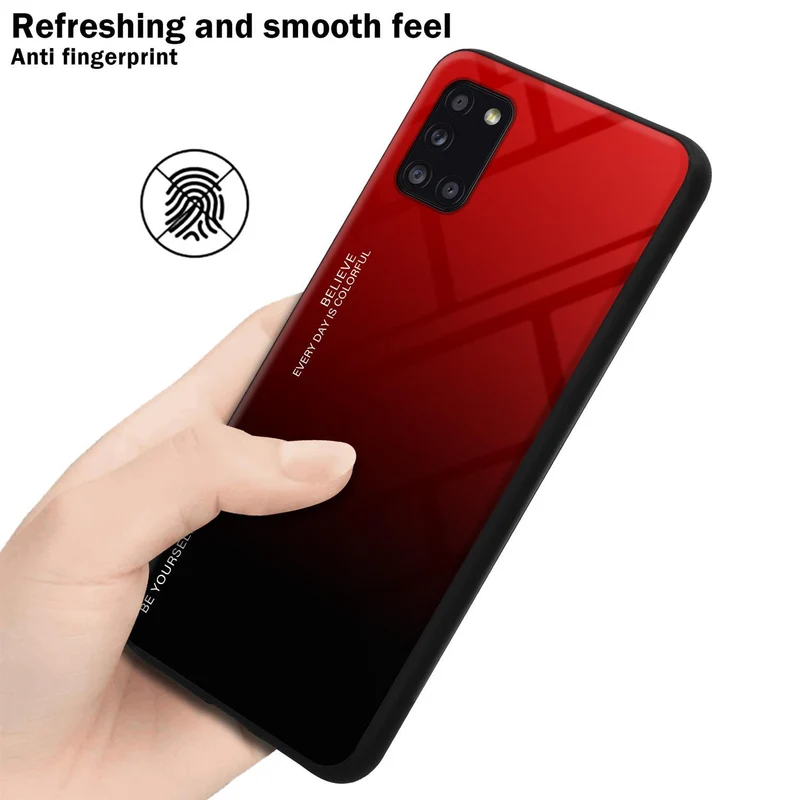 Cadorabo Hülle kompatibel mit Samsung Galaxy A31 Zweifarbige Schutzhülle aus Tempered Glas und TPU Silikon