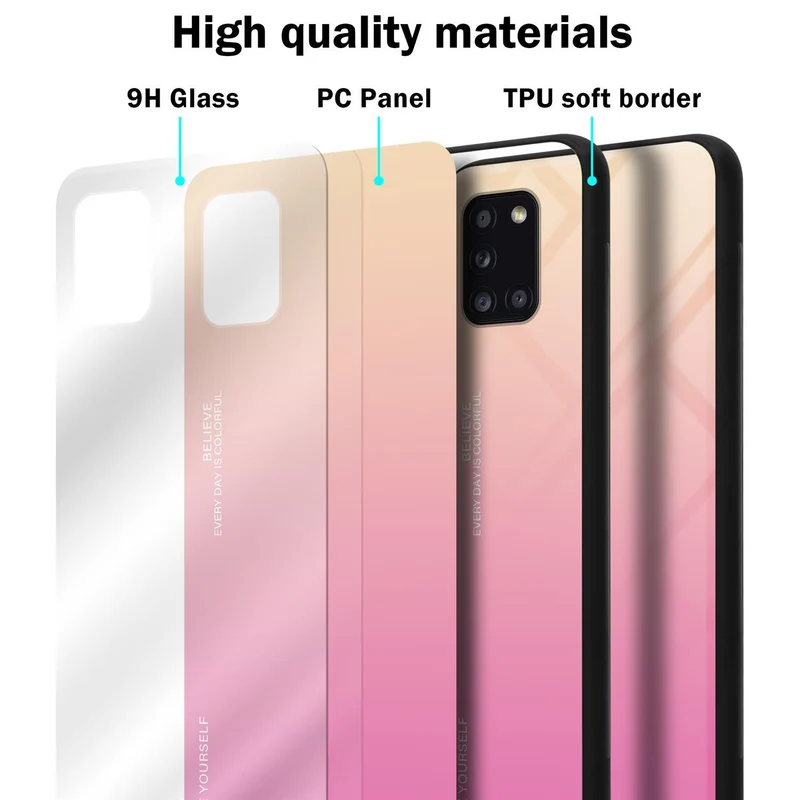 Cadorabo Hülle kompatibel mit Samsung Galaxy A31 Zweifarbige Schutzhülle aus Tempered Glas und TPU Silikon