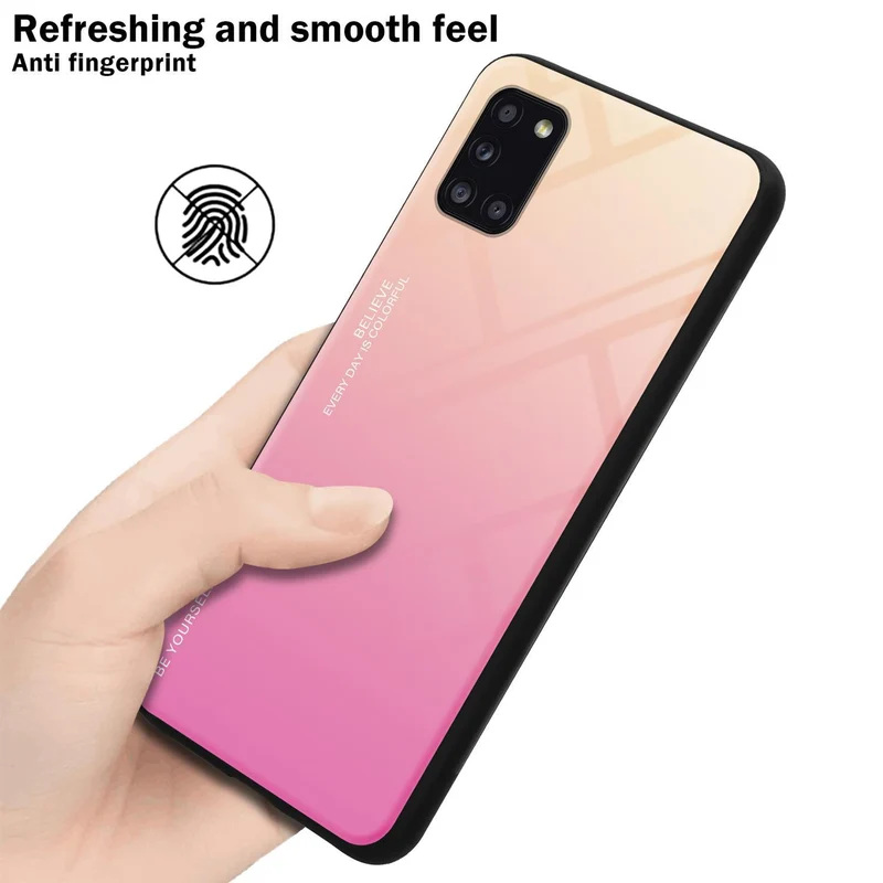Cadorabo Hülle kompatibel mit Samsung Galaxy A31 Zweifarbige Schutzhülle aus Tempered Glas und TPU Silikon