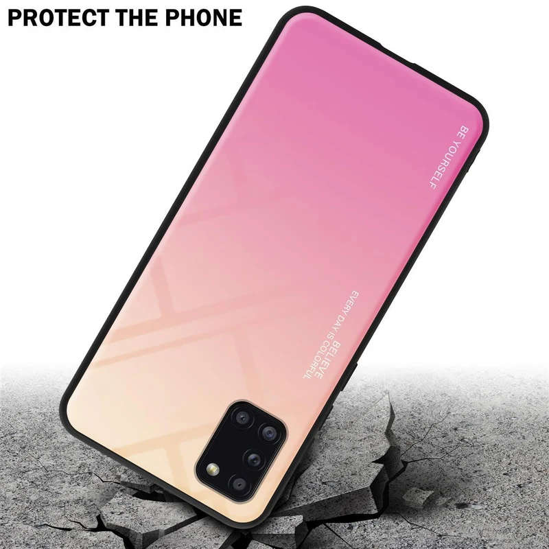 Cadorabo Hülle kompatibel mit Samsung Galaxy A31 Zweifarbige Schutzhülle aus Tempered Glas und TPU Silikon