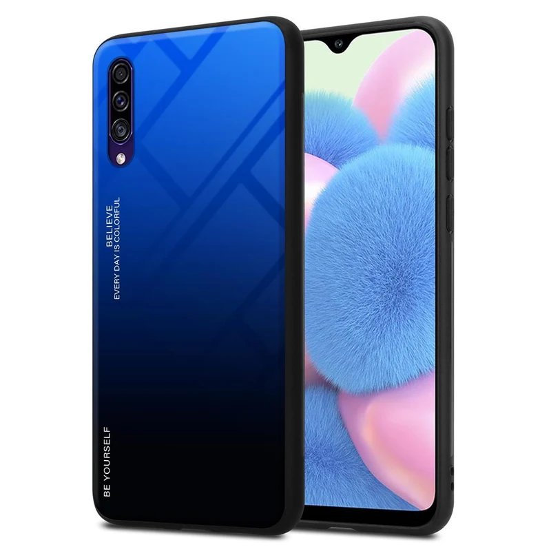 Cadorabo Hülle kompatibel mit Samsung Galaxy A50 4G / A50s / A30s Zweifarbige Schutzhülle aus Tempered Glas und TPU Silikon
