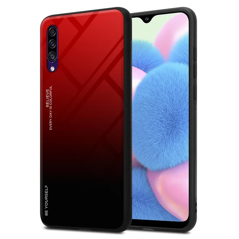 Cadorabo Hülle kompatibel mit Samsung Galaxy A50 4G / A50s / A30s Zweifarbige Schutzhülle aus Tempered Glas und TPU Silikon