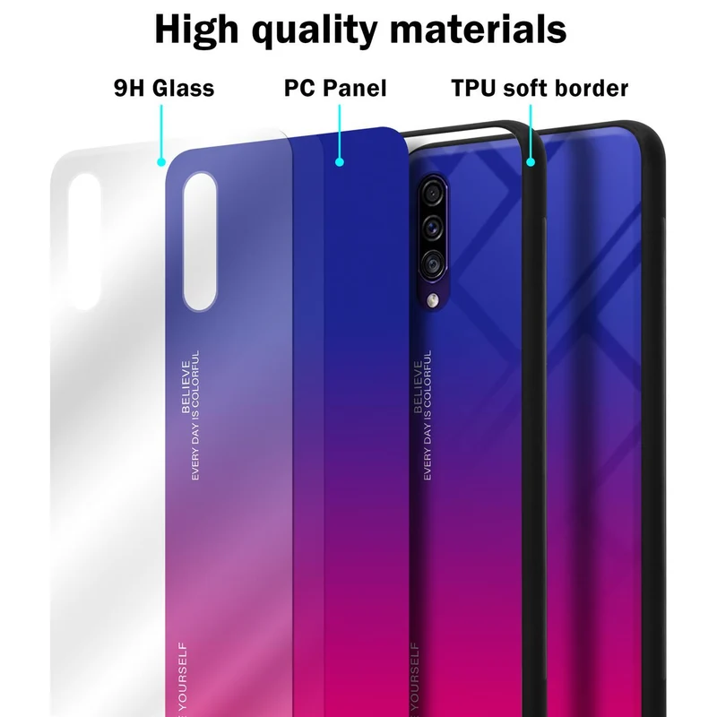 Cadorabo Hülle kompatibel mit Samsung Galaxy A50 4G / A50s / A30s Zweifarbige Schutzhülle aus Tempered Glas und TPU Silikon