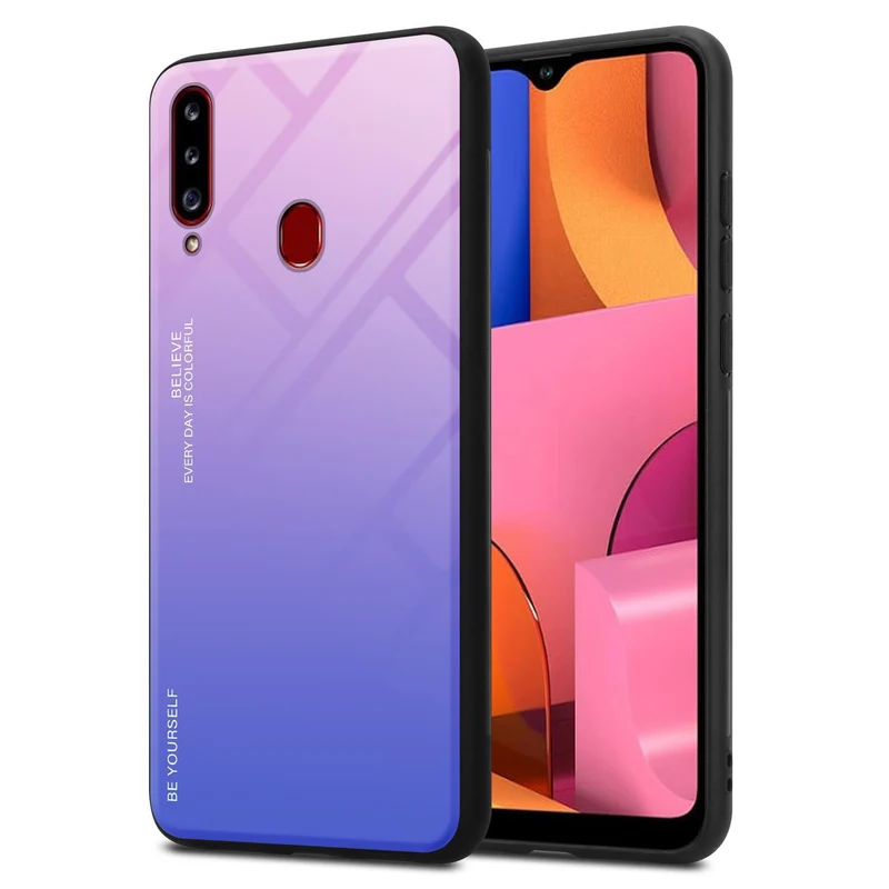 Cadorabo Hülle kompatibel mit Samsung Galaxy A20s Zweifarbige Schutzhülle aus Tempered Glas und TPU Silikon