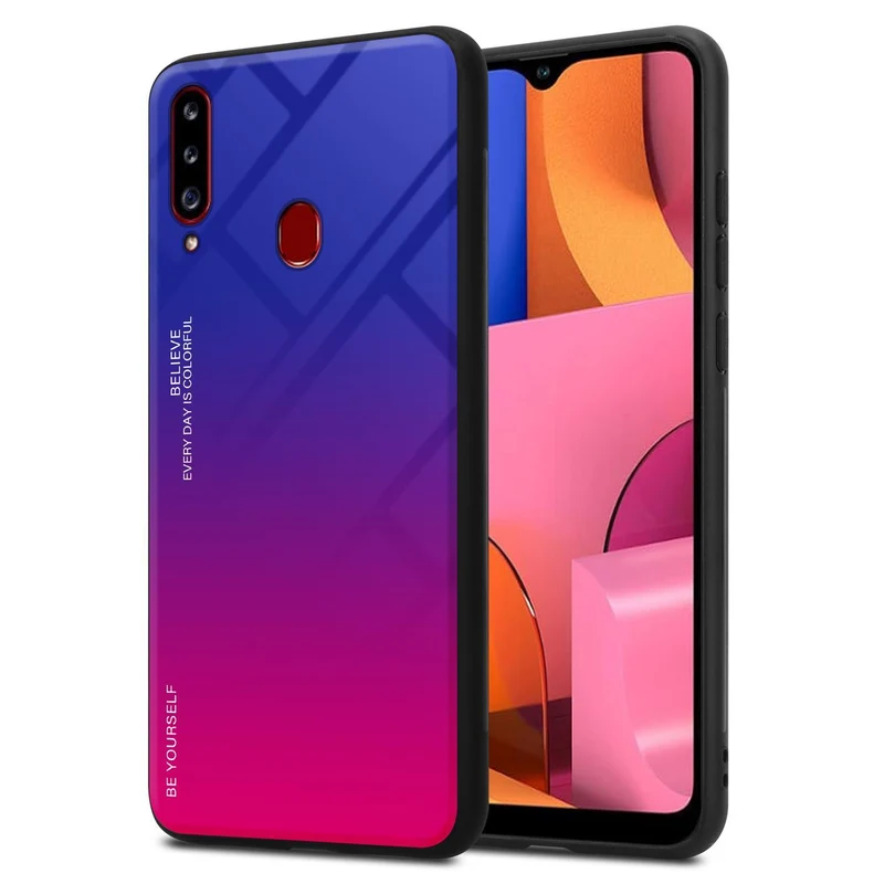 Cadorabo Hülle kompatibel mit Samsung Galaxy A20s Zweifarbige Schutzhülle aus Tempered Glas und TPU Silikon