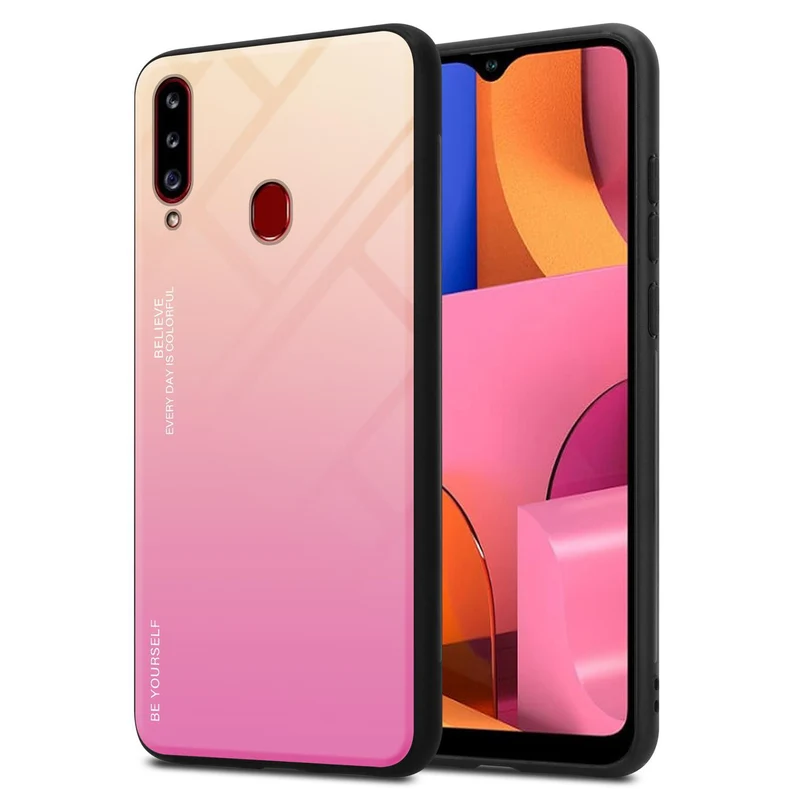 Cadorabo Hülle kompatibel mit Samsung Galaxy A20s Zweifarbige Schutzhülle aus Tempered Glas und TPU Silikon