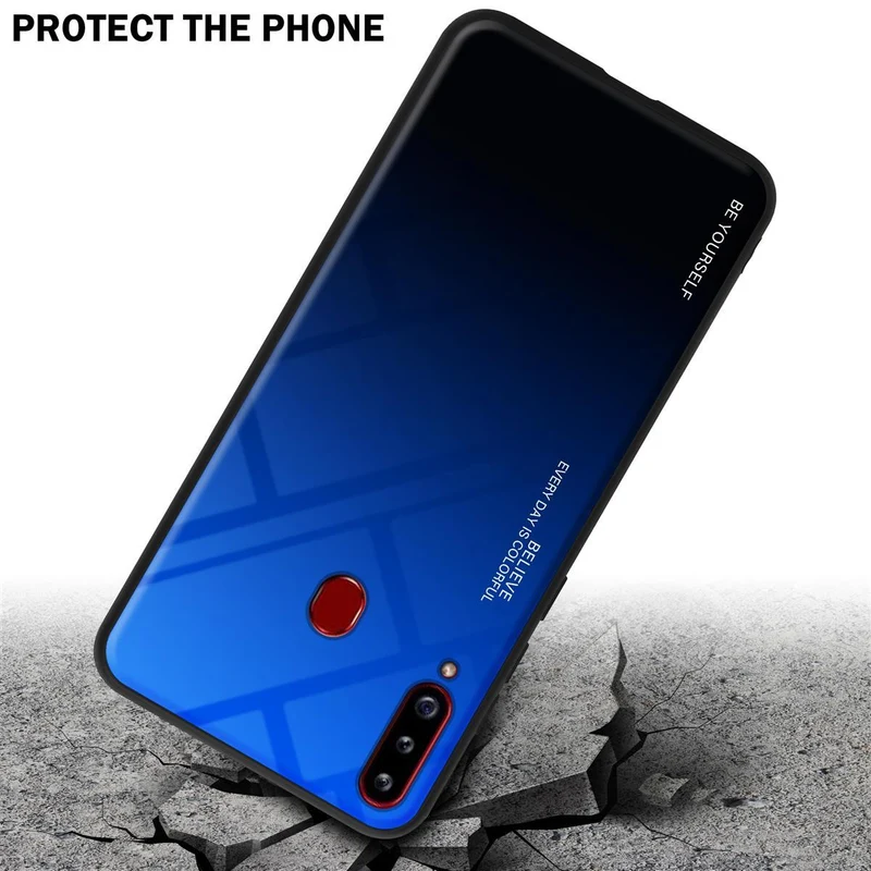 Cadorabo Hülle kompatibel mit Samsung Galaxy A20s Zweifarbige Schutzhülle aus Tempered Glas und TPU Silikon
