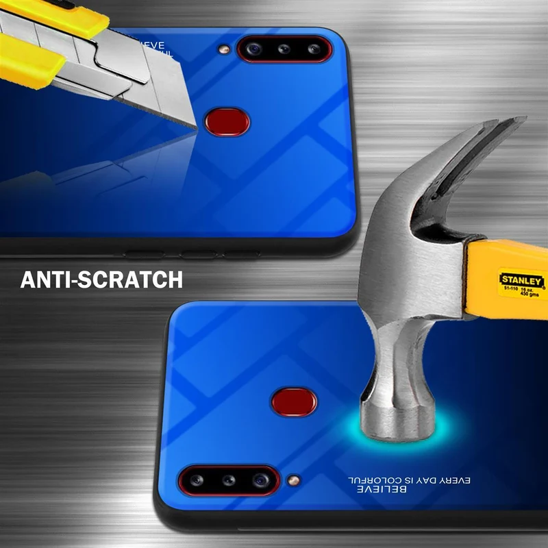 Cadorabo Hülle kompatibel mit Samsung Galaxy A20s Zweifarbige Schutzhülle aus Tempered Glas und TPU Silikon