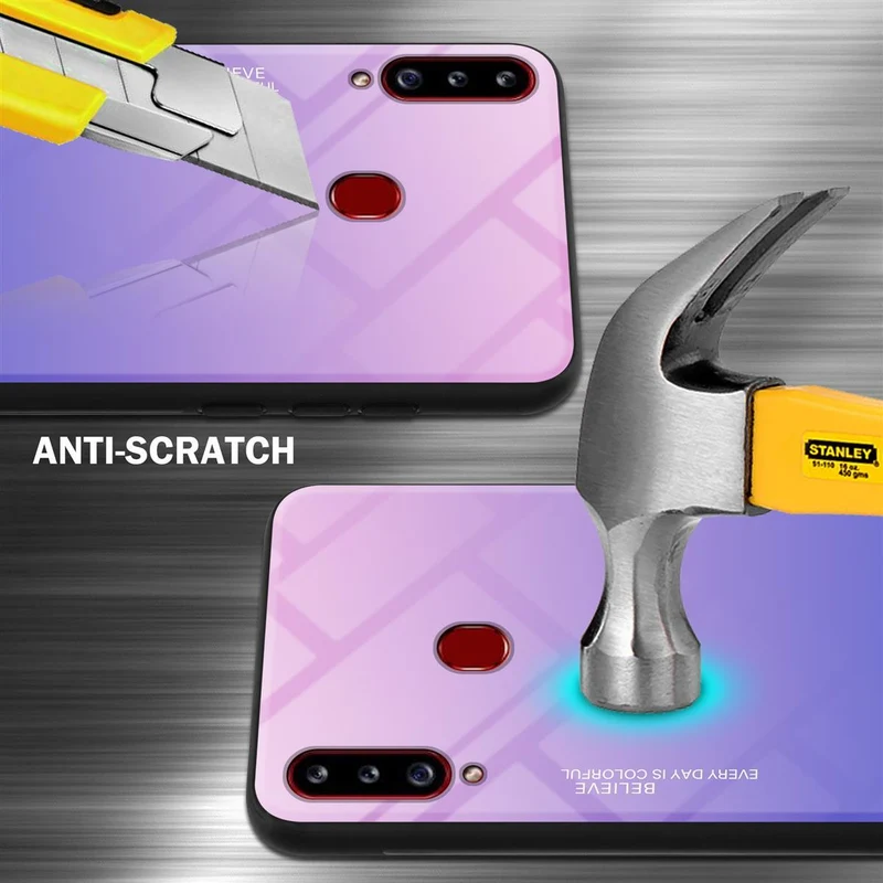 Cadorabo Hülle kompatibel mit Samsung Galaxy A20s Zweifarbige Schutzhülle aus Tempered Glas und TPU Silikon