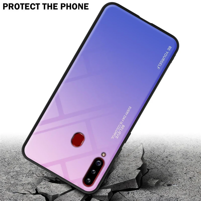 Cadorabo Hülle kompatibel mit Samsung Galaxy A20s Zweifarbige Schutzhülle aus Tempered Glas und TPU Silikon
