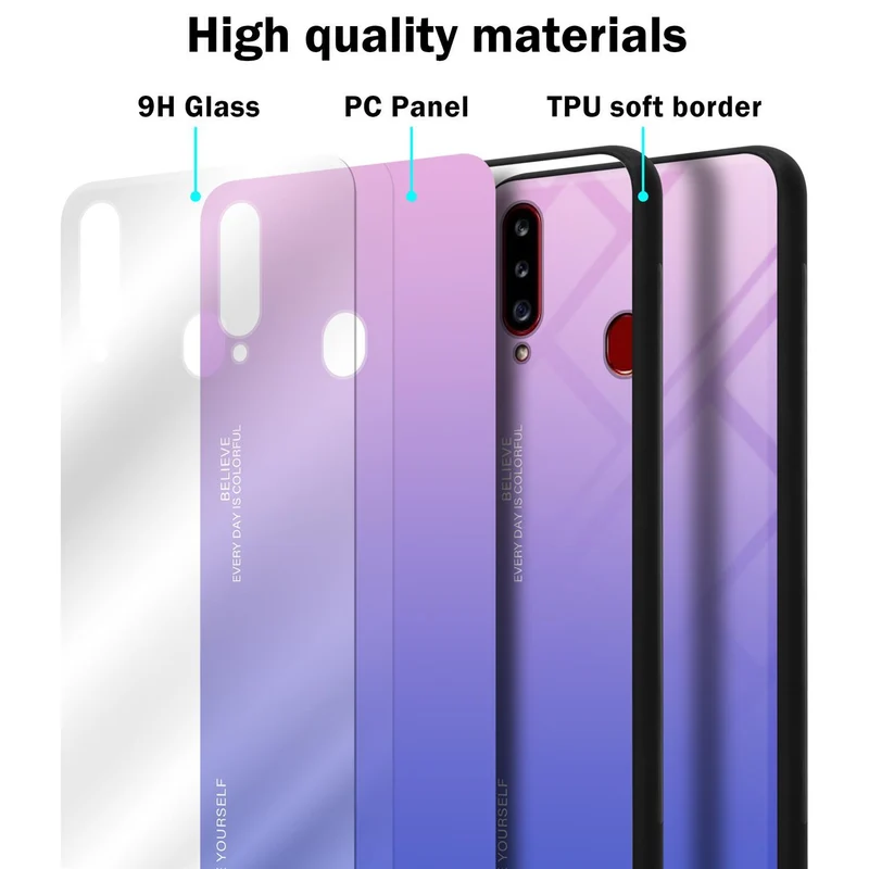 Cadorabo Hülle kompatibel mit Samsung Galaxy A20s Zweifarbige Schutzhülle aus Tempered Glas und TPU Silikon