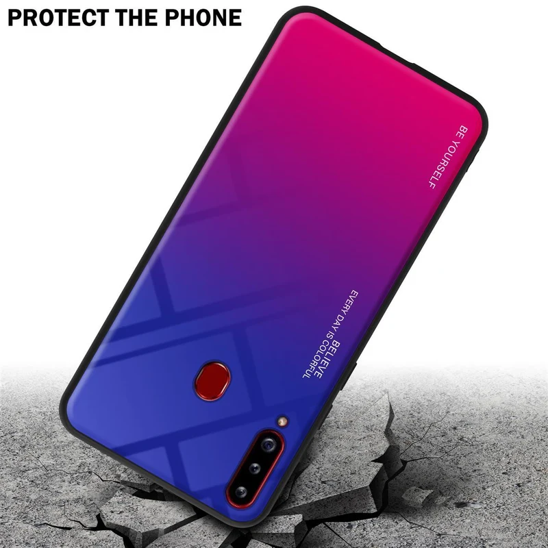 Cadorabo Hülle kompatibel mit Samsung Galaxy A20s Zweifarbige Schutzhülle aus Tempered Glas und TPU Silikon
