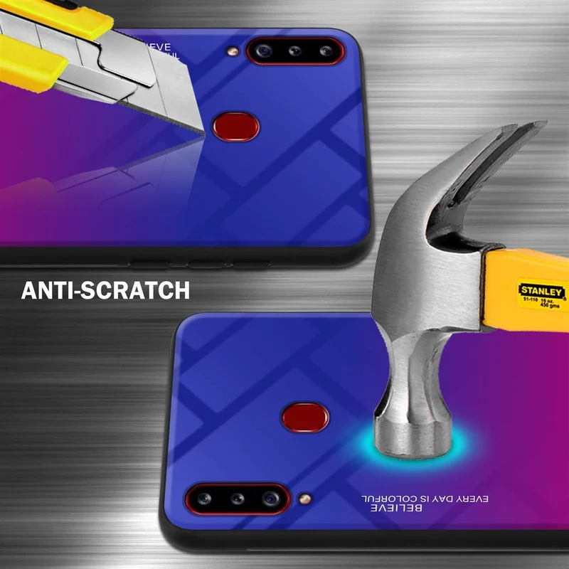 Cadorabo Hülle kompatibel mit Samsung Galaxy A20s Zweifarbige Schutzhülle aus Tempered Glas und TPU Silikon