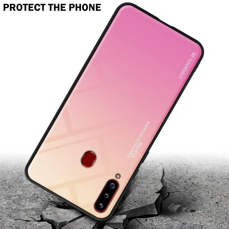 Cadorabo Hülle kompatibel mit Samsung Galaxy A20s Zweifarbige Schutzhülle aus Tempered Glas und TPU Silikon