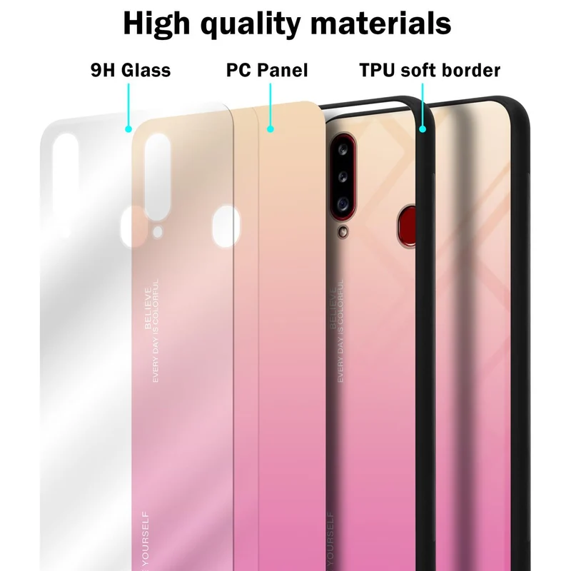 Cadorabo Hülle kompatibel mit Samsung Galaxy A20s Zweifarbige Schutzhülle aus Tempered Glas und TPU Silikon