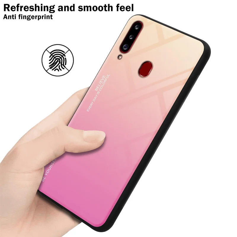 Cadorabo Hülle kompatibel mit Samsung Galaxy A20s Zweifarbige Schutzhülle aus Tempered Glas und TPU Silikon