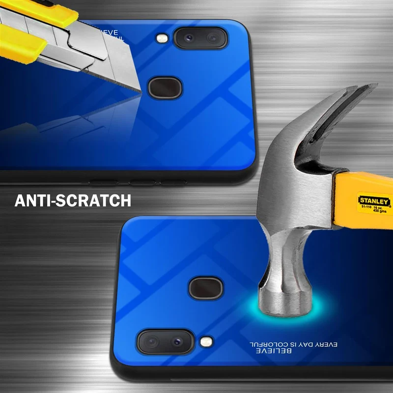 Cadorabo Hülle kompatibel mit Samsung Galaxy A10e / A20e Zweifarbige Schutzhülle aus Tempered Glas und TPU Silikon