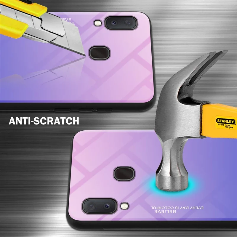 Cadorabo Hülle kompatibel mit Samsung Galaxy A10e / A20e Zweifarbige Schutzhülle aus Tempered Glas und TPU Silikon