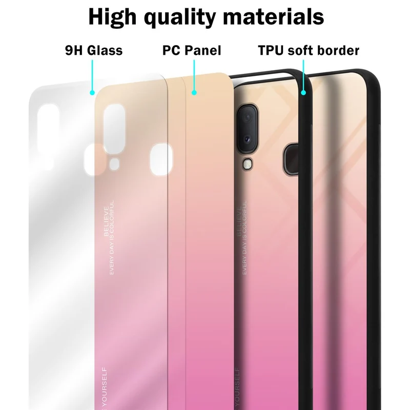 Cadorabo Hülle kompatibel mit Samsung Galaxy A10e / A20e Zweifarbige Schutzhülle aus Tempered Glas und TPU Silikon
