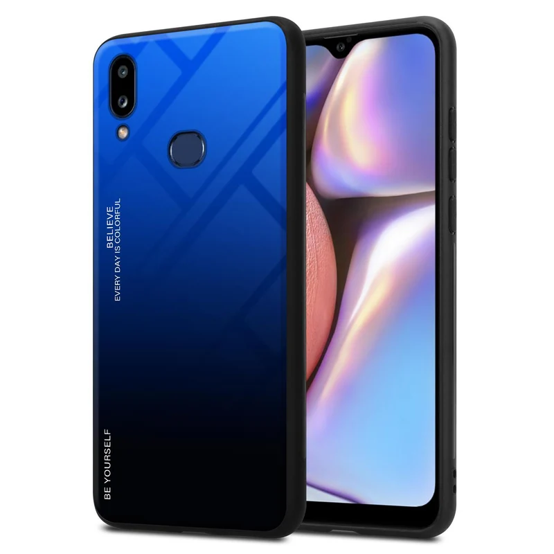 Cadorabo Hülle kompatibel mit Samsung Galaxy A10s / M01s Zweifarbige Schutzhülle aus Tempered Glas und TPU Silikon