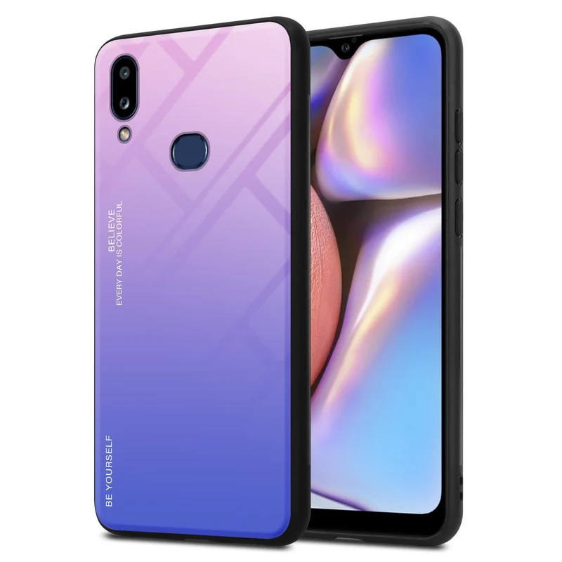 Cadorabo Hülle kompatibel mit Samsung Galaxy A10s / M01s Zweifarbige Schutzhülle aus Tempered Glas und TPU Silikon