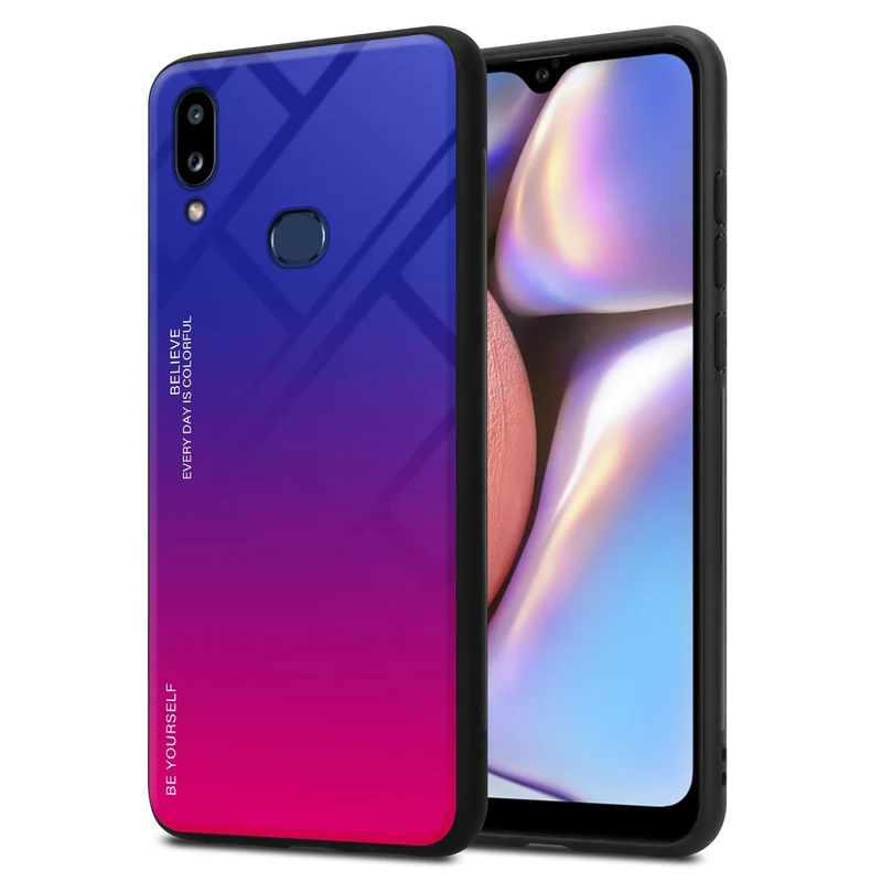 Cadorabo Hülle kompatibel mit Samsung Galaxy A10s / M01s Zweifarbige Schutzhülle aus Tempered Glas und TPU Silikon