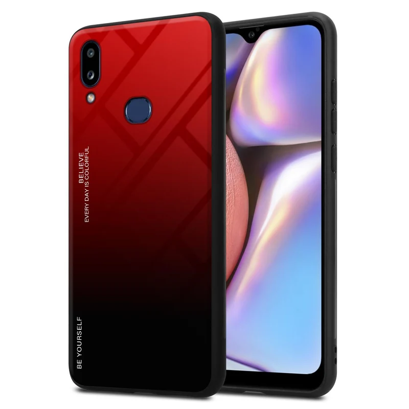 Cadorabo Hülle kompatibel mit Samsung Galaxy A10s / M01s Zweifarbige Schutzhülle aus Tempered Glas und TPU Silikon