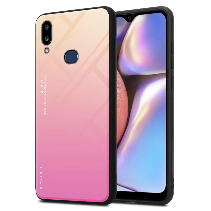 Cadorabo Hülle kompatibel mit Samsung Galaxy A10s / M01s Zweifarbige Schutzhülle aus Tempered Glas und TPU Silikon