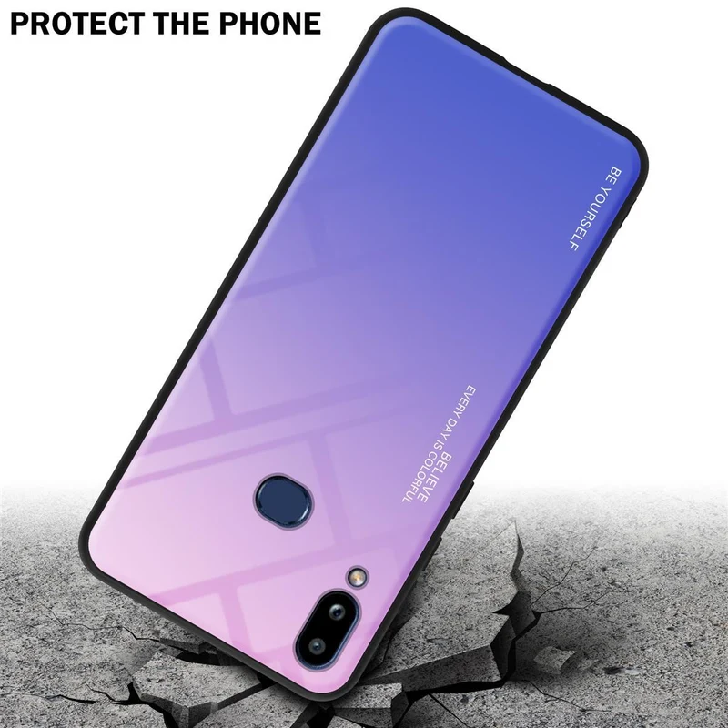 Cadorabo Hülle kompatibel mit Samsung Galaxy A10s / M01s Zweifarbige Schutzhülle aus Tempered Glas und TPU Silikon