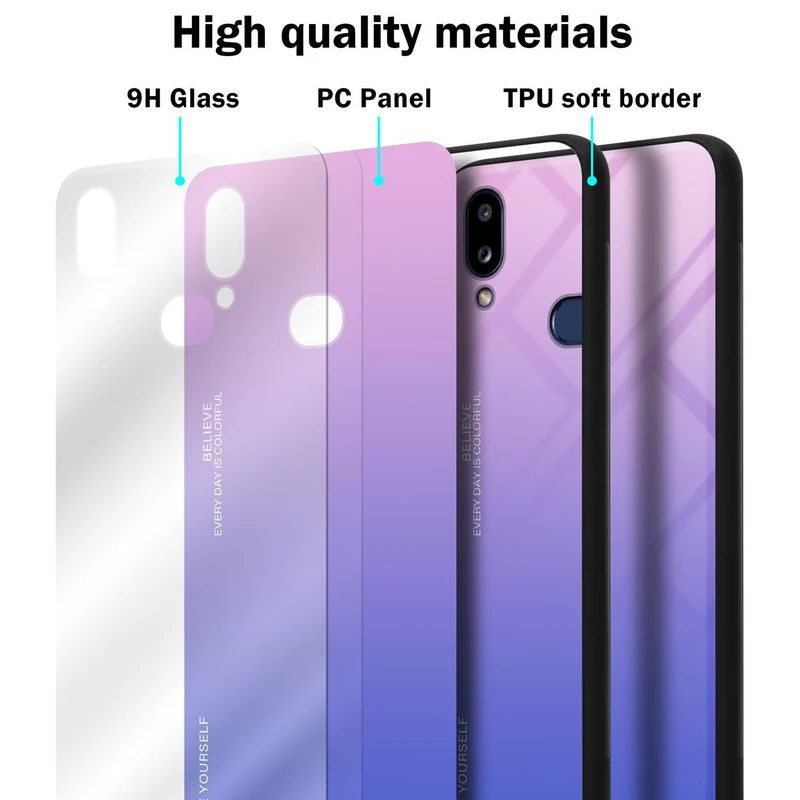 Cadorabo Hülle kompatibel mit Samsung Galaxy A10s / M01s Zweifarbige Schutzhülle aus Tempered Glas und TPU Silikon