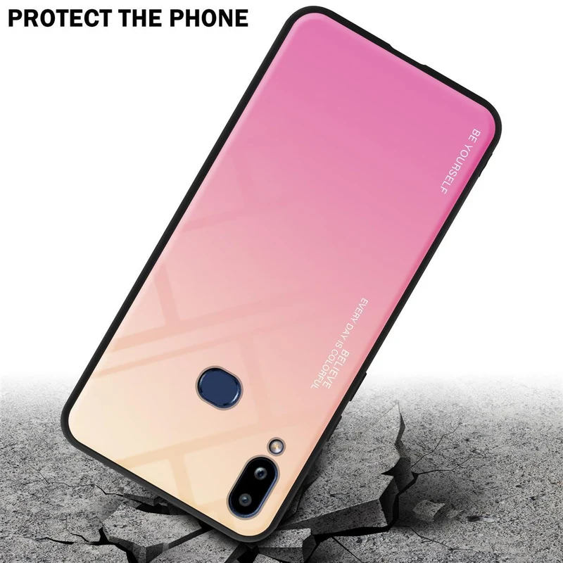 Cadorabo Hülle kompatibel mit Samsung Galaxy A10s / M01s Zweifarbige Schutzhülle aus Tempered Glas und TPU Silikon