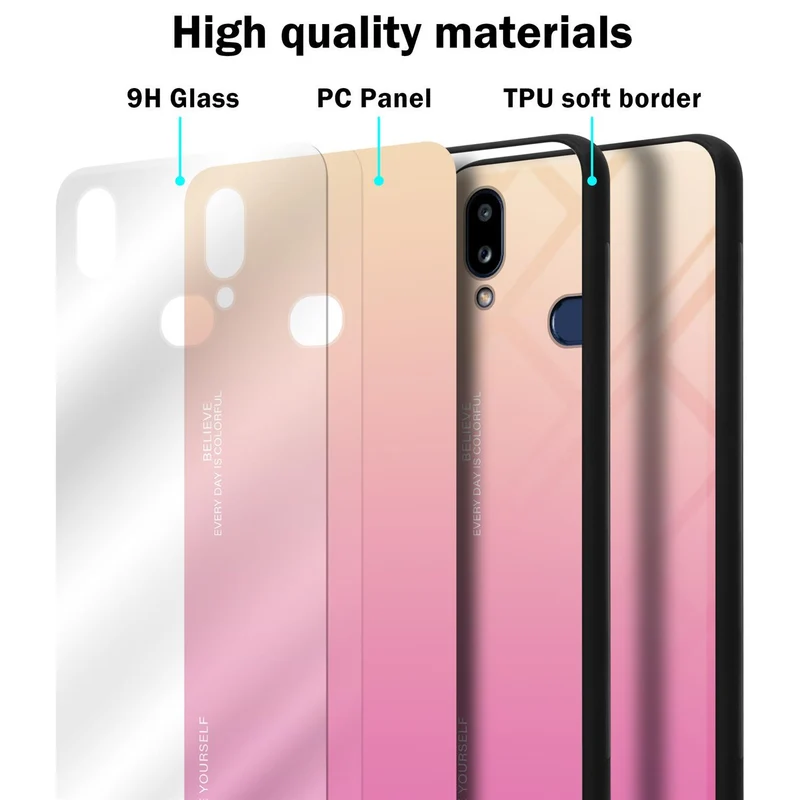 Cadorabo Hülle kompatibel mit Samsung Galaxy A10s / M01s Zweifarbige Schutzhülle aus Tempered Glas und TPU Silikon