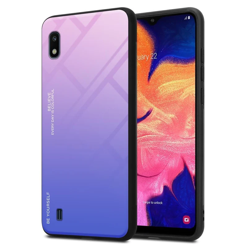 Cadorabo Hülle kompatibel mit Samsung Galaxy A10 / M10 Zweifarbige Schutzhülle aus Tempered Glas und TPU Silikon