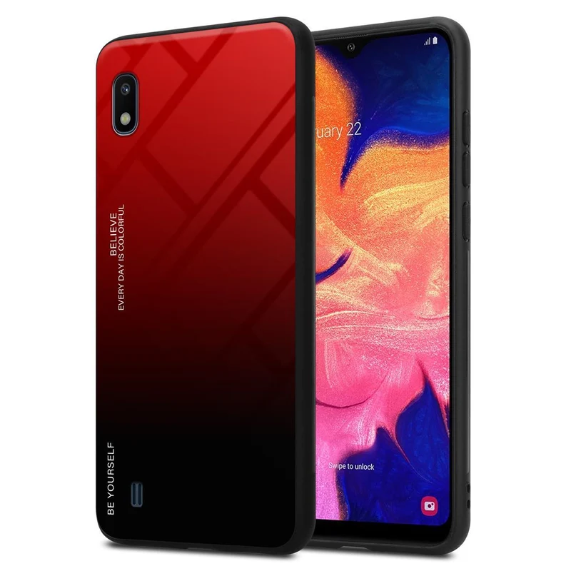 Cadorabo Hülle kompatibel mit Samsung Galaxy A10 / M10 Zweifarbige Schutzhülle aus Tempered Glas und TPU Silikon