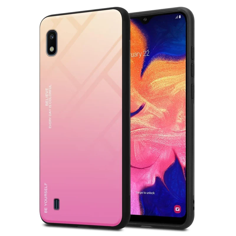 Cadorabo Hülle kompatibel mit Samsung Galaxy A10 / M10 Zweifarbige Schutzhülle aus Tempered Glas und TPU Silikon