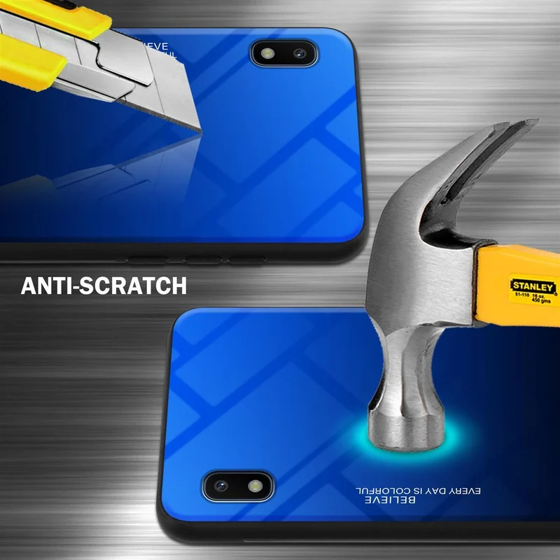 Cadorabo Hülle kompatibel mit Samsung Galaxy A10 / M10 Zweifarbige Schutzhülle aus Tempered Glas und TPU Silikon