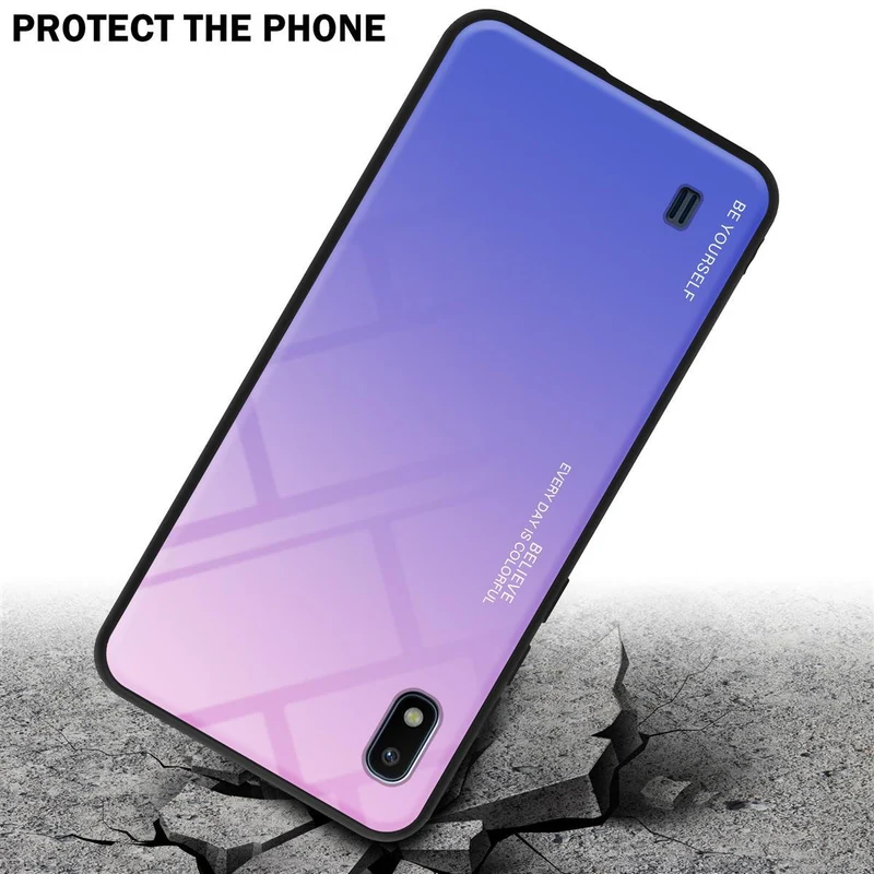 Cadorabo Hülle kompatibel mit Samsung Galaxy A10 / M10 Zweifarbige Schutzhülle aus Tempered Glas und TPU Silikon