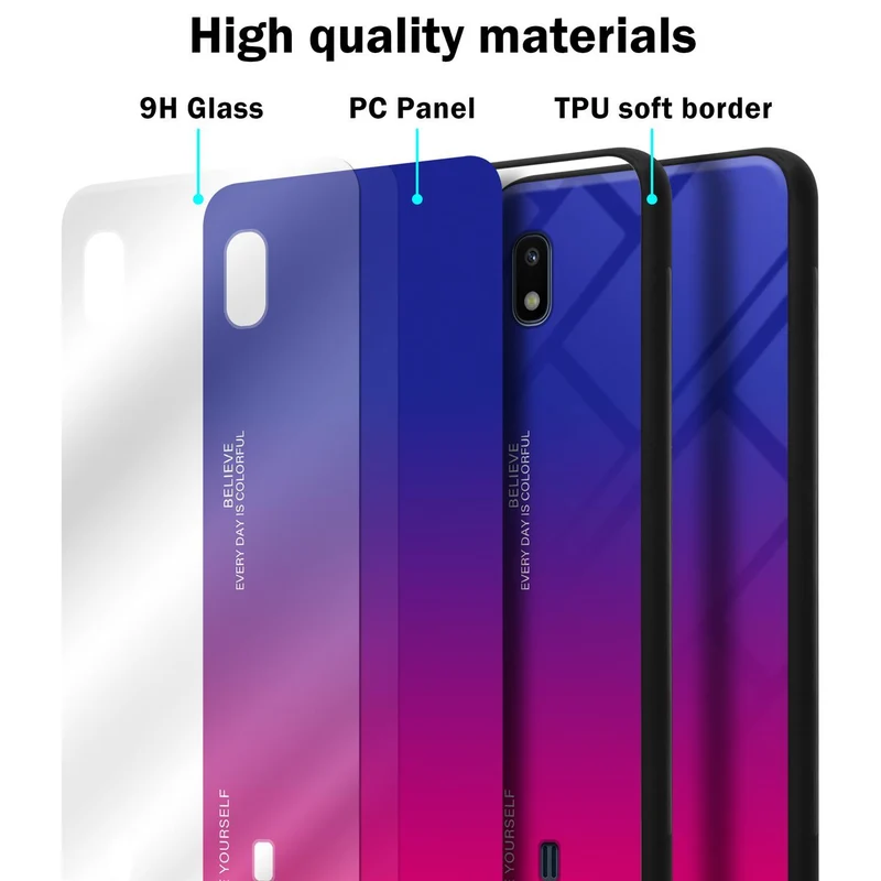 Cadorabo Hülle kompatibel mit Samsung Galaxy A10 / M10 Zweifarbige Schutzhülle aus Tempered Glas und TPU Silikon