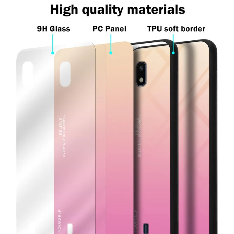 Cadorabo Hülle kompatibel mit Samsung Galaxy A10 / M10 Zweifarbige Schutzhülle aus Tempered Glas und TPU Silikon