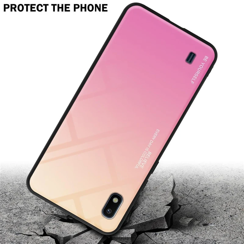 Cadorabo Hülle kompatibel mit Samsung Galaxy A10 / M10 Zweifarbige Schutzhülle aus Tempered Glas und TPU Silikon